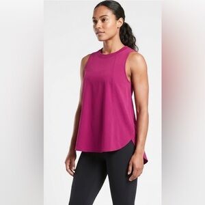 Athleta Magenta Fuchsia Muscle Tank Top High Low Spandex Athletic Tee Small